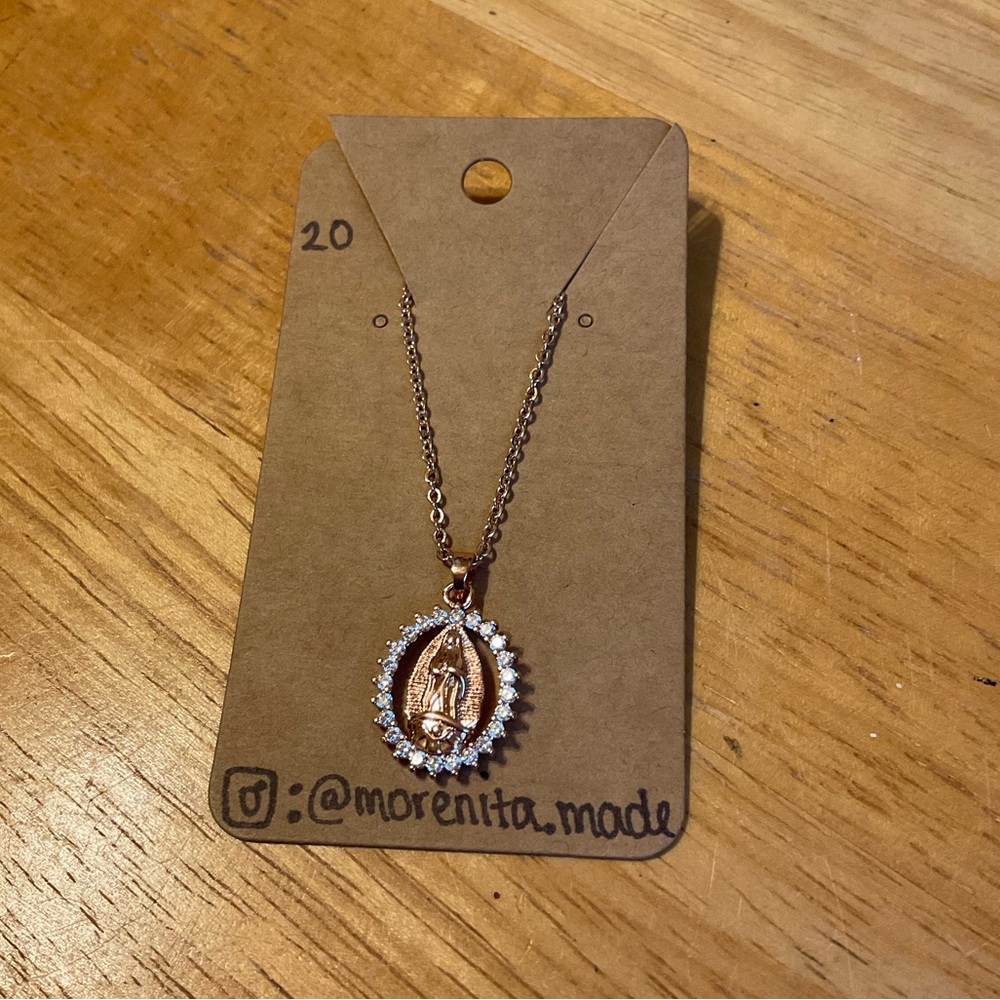 Rose Gold Virgin Mary Pendant Necklace